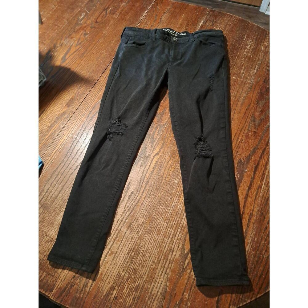 American Eagle Super Stretch X Black Denim Jean Denim Jeggings Womens 12 R